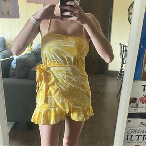 Yellow tie waist dress